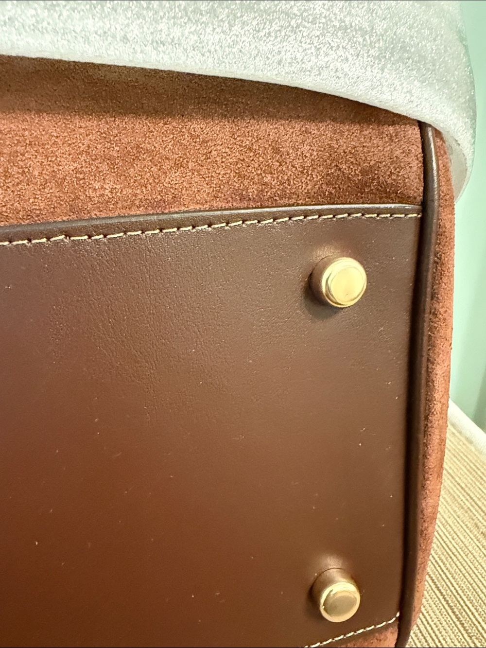Coach Large Rowan Satchel in Vintage Brown Suede - Picture 8 of 8